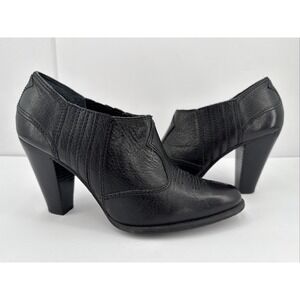 Gianni Bini  Black Brazilian Leather‎ Ankle Booties Boots Western Shoes 7 1/2
